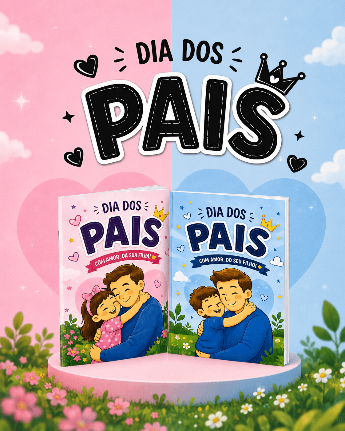 Dia dos Pais com livros digitais do filho e da filha