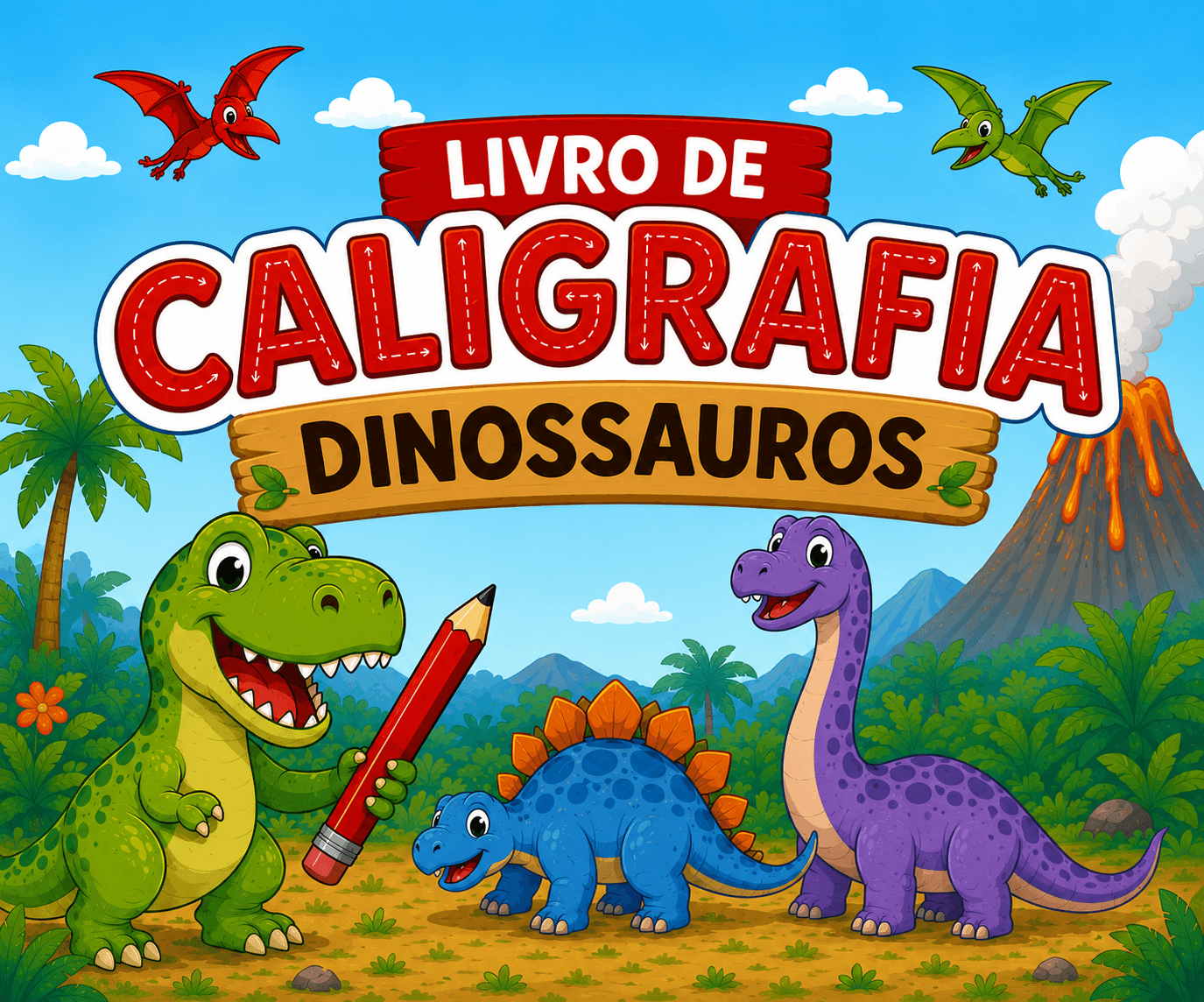 Livro de Caligrafia Dinossauros